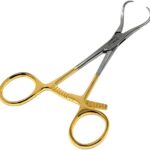 2 Pcs Bone Reduction Forceps Set 5.5" Curved Tip Gold Handle